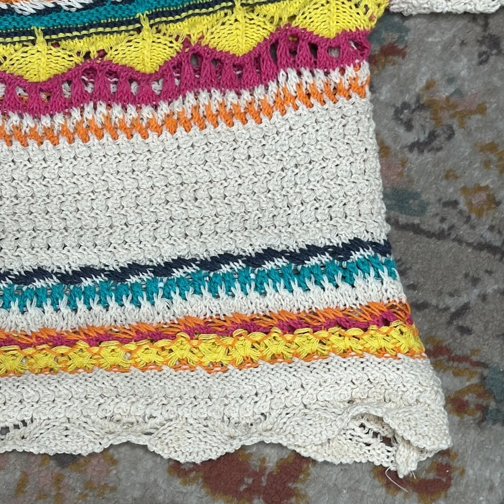 Zara Multi Color Cream Crotched Cropped‎ Cap Sleeve Top - medium - Picture 6 of 17